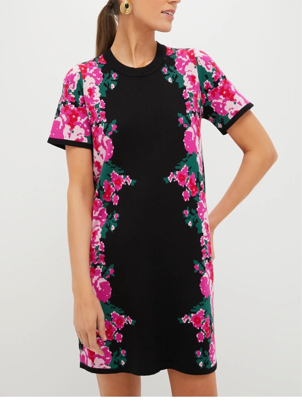 Tuckernuck Climbing Roses Knit Jacquard Short Sleeve Marie Dress